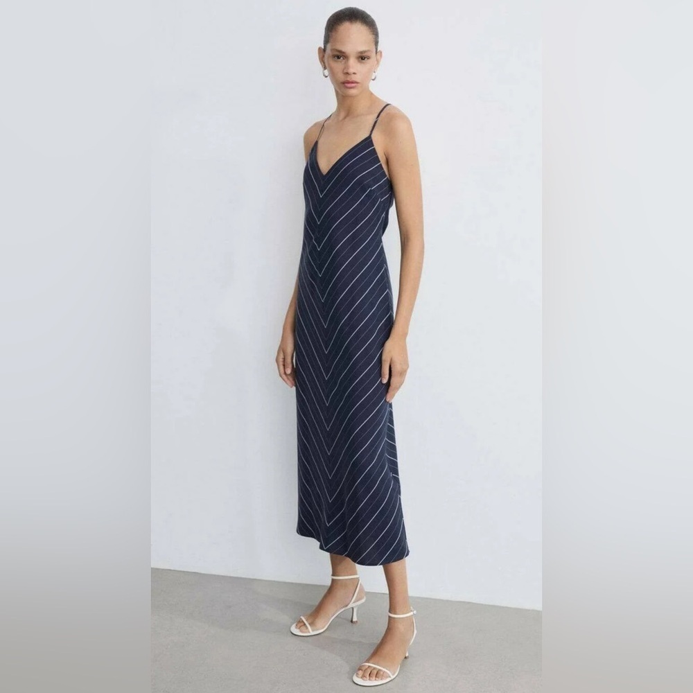 NWT MANGO STRIPED LYOCELL DRESS, SIZE L